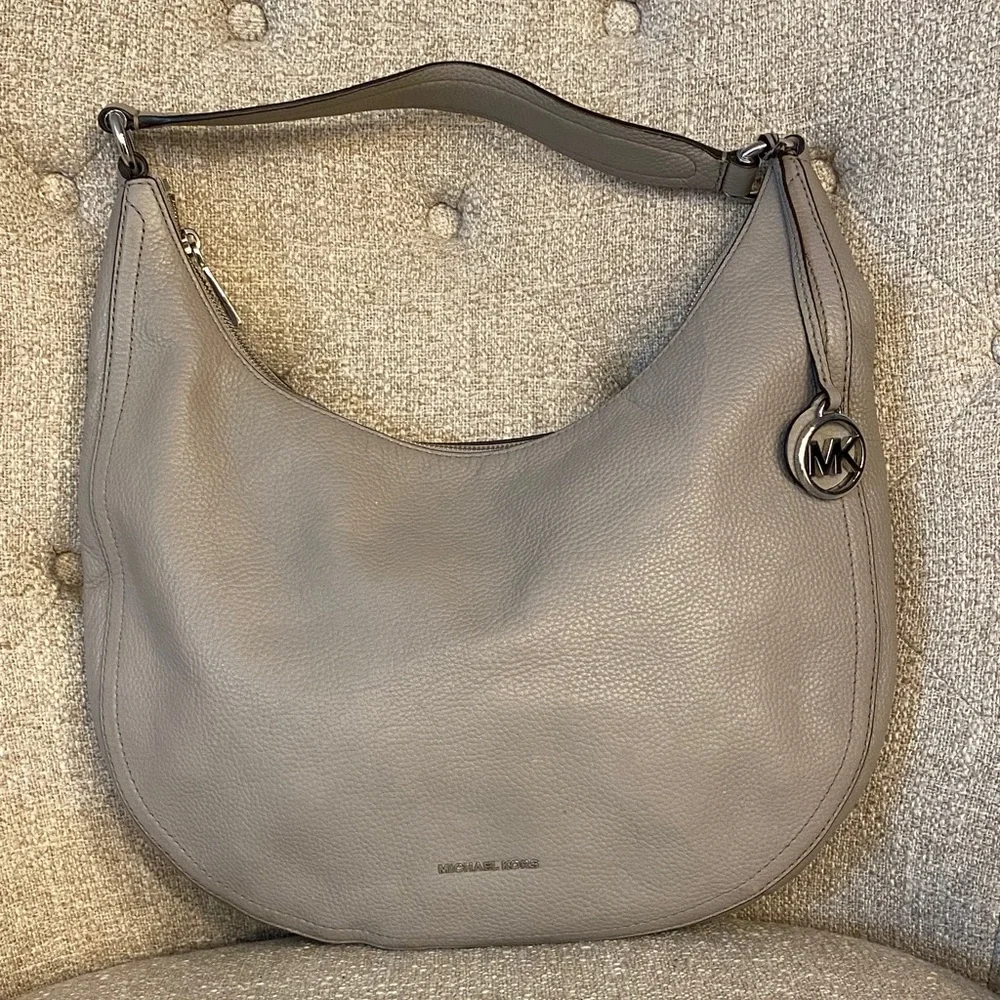Michael Kors Gray Leather Hobo Bag